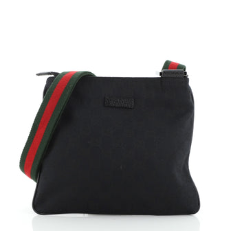 Gucci Web Strap Zip Messenger Bag GG Canvas Small