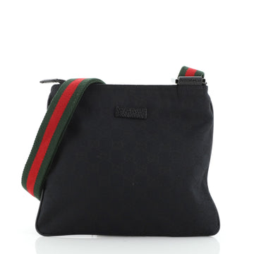 Gucci Web Strap Zip Messenger Bag GG Canvas Small