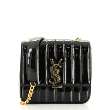 Saint Laurent Vicky Crossbody Bag Vertical Quilted Patent Medium