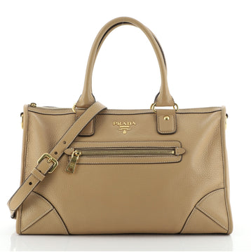 Prada Front Zip Convertible Satchel Vitello Daino Medium