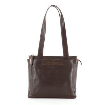 Chanel Vintage Logo Tote Caviar Medium