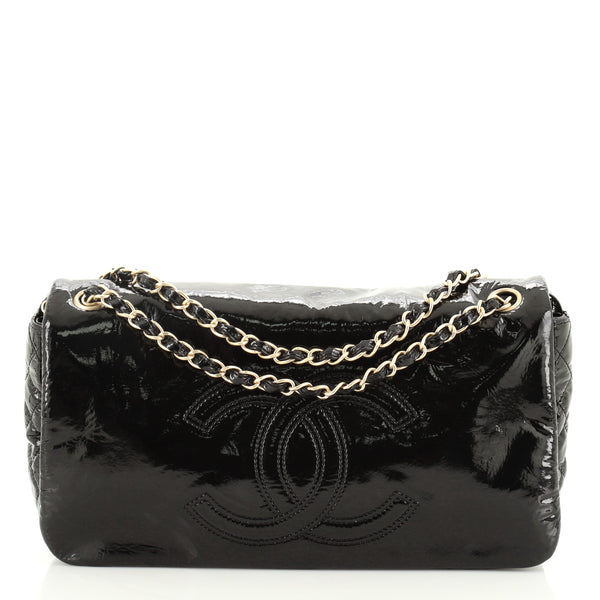 Chanel Rock and Chain Flap Bag Patent Vinyl Medium Black 5875830