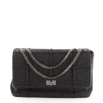 Chanel Chocolate Bar Mademoiselle Flap Bag Quilted Wool Jumbo