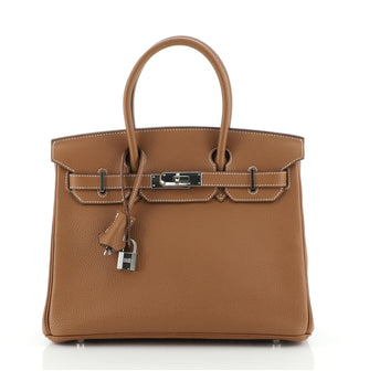Hermes Birkin Handbag Brown Togo with Palladium Hardware 30