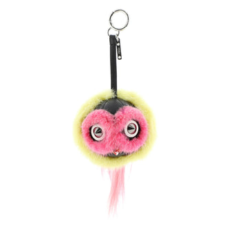 Fendi Monster Bird Mohawk Bag Charm Fur with Spiked Leather