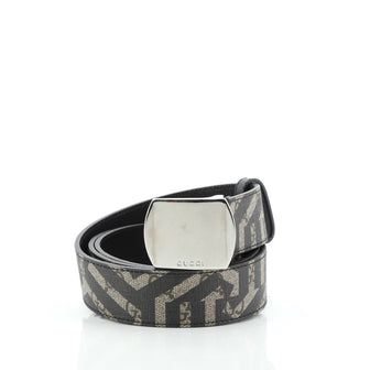 Gucci Plate Buckle Belt Caleido Print GG Coated Canvas Wide
