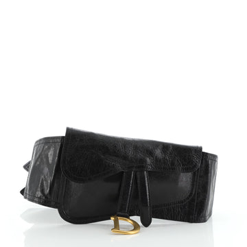 Christian Dior Saddle Double Buckle Belt Bag Leather