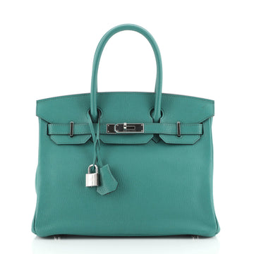Hermes Birkin Handbag Blue Chevre Mysore with Palladium Hardware 30