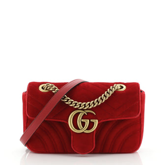 Gucci GG Marmont Flap Bag Matelasse Velvet Mini