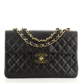 Chanel Vintage Classic Single Flap Bag Quilted Lambskin Maxi