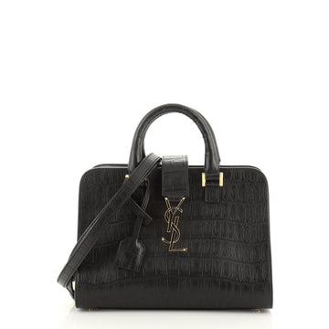 Saint Laurent Monogram Cabas Crocodile Embossed Leather Baby