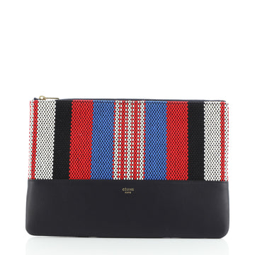 Celine Solo Clutch Striped Canvas and Leather Small