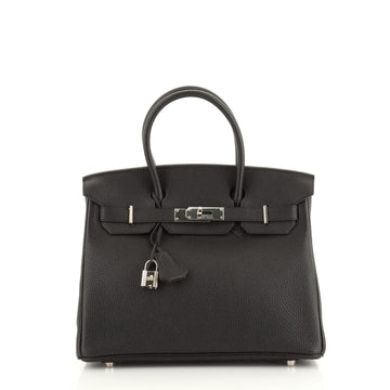 Hermes Birkin Handbag Black Togo with Palladium Hardware 30