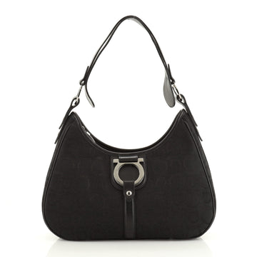 Salvatore Ferragamo Vintage Buckle Hobo Gancini Canvas Medium