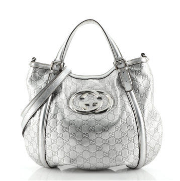 Gucci Britt Web Convertible Satchel Guccissima Leather Large