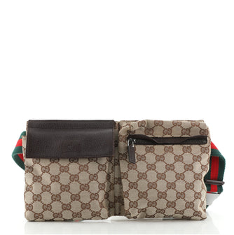 Gucci Vintage Double Belt Bag GG Canvas