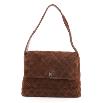 Chanel Vintage Flap Shoulder Bag Quilted Suede Medium