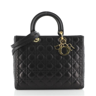 Christian Dior Vintage Lady Dior Bag Cannage Quilt Lambskin Large