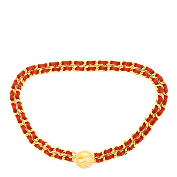 Chanel Vintage Double Chain CC Belt Metal and Leather