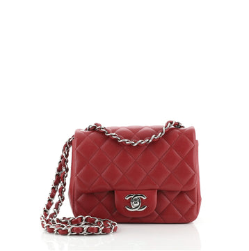 Chanel Square Classic Single Flap Bag Quilted Caviar Mini