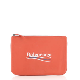 Balenciaga Everyday Script Logo Pouch Leather Medium