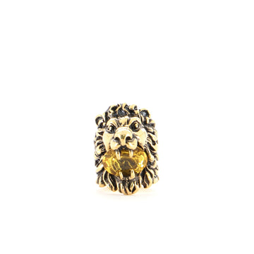 Gucci Lion Head Ring Metal with Crystal