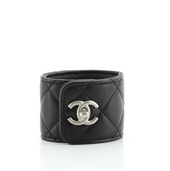 Chanel CC Turn Lock Cuff Bracelet Quilted Lambskin Wide