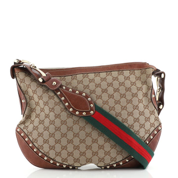 Gucci Pelham Web Hobo Studded GG Canvas Medium