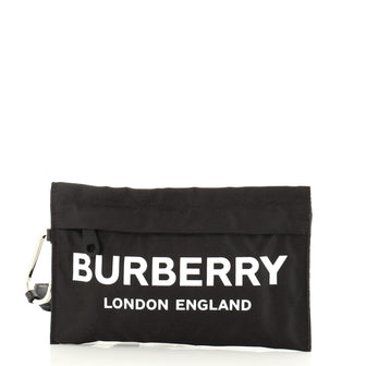 Burberry Logo Zip Pouch Printed Leather Small