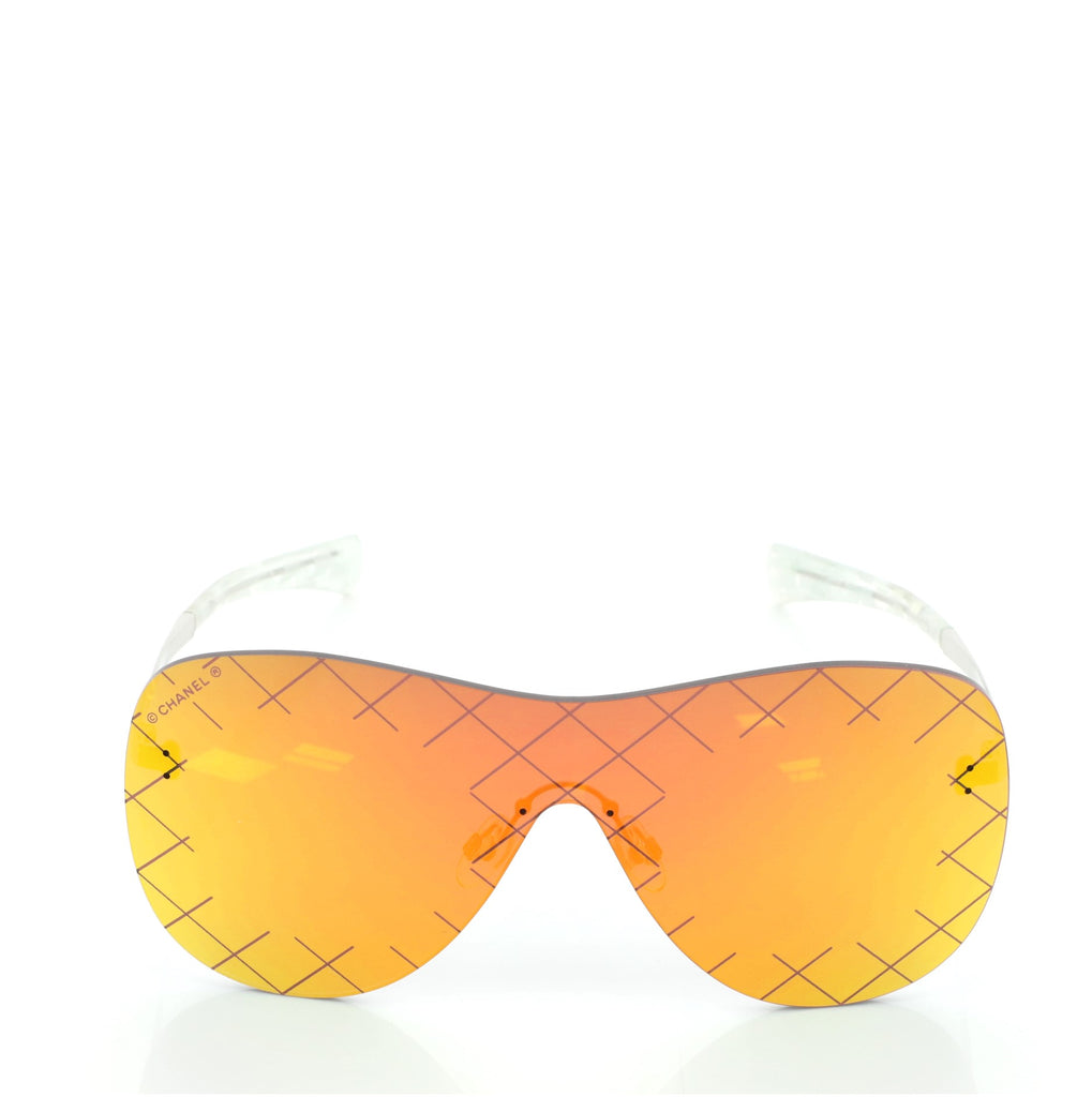 Chanel Shield Acetate Sunglasses Metallic Lens