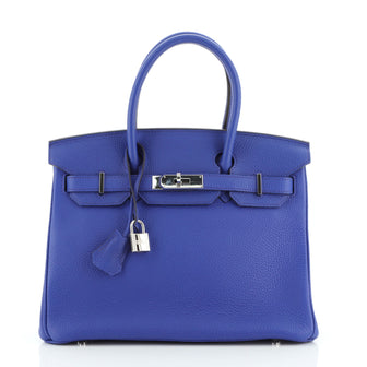 Hermes Birkin Handbag Blue Togo with Palladium Hardware 35