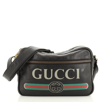 Gucci Logo Shoulder Bag Printed Leather