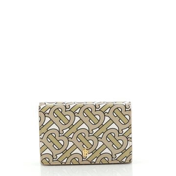 Burberry TB Double Flap Wallet Monogram Print Leather