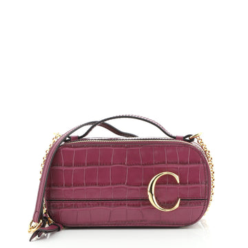 Chloe C Vanity Bag Crocodile Embossed Leather Mini