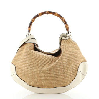 Gucci Bamboo Peggy Hobo Raffia Large
