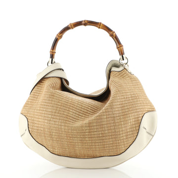 Gucci Bamboo Peggy Hobo Raffia Large