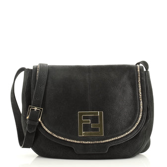 Fendi Chain Around Flap Messenger Bag Leather Medium