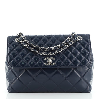 Chanel In The Business Flap Bag Quilted Patent Vinyl Maxi