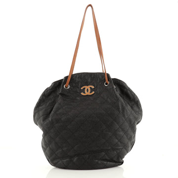 Chanel Cocomark Drawstring Tote Quilted Caviar