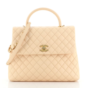 Chanel Coco Top Handle Bag Quilted Caviar Large