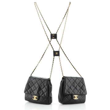 Chanel Side Packs Flap Bag Quilted Lambskin Small