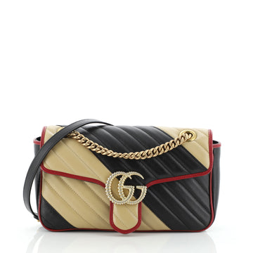 Gucci GG Marmont Flap Bag Diagonal Quilted Leather Small