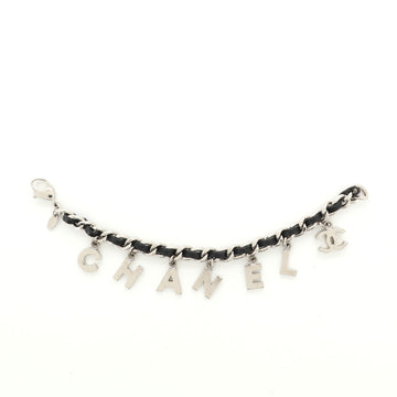 Chanel Letter Logo Charm Interwoven Chain Bracelet Metal and Leather