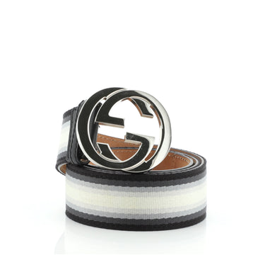 Gucci Interlocking G Web Belt Canvas and Leather Wide