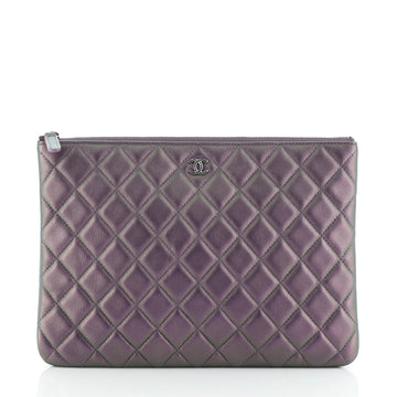Chanel O Case Clutch Quilted Iridescent Calfskin Large