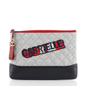 Chanel Gabrielle O Case Clutch Quilted Felt and Calfskin Medium