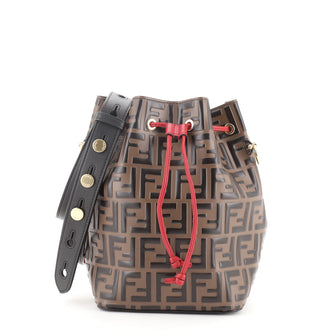 Fendi Mon Tresor Bucket Bag Zucca Embossed Leather Small
