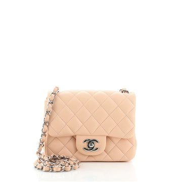 Chanel Square Classic Single Flap Bag Quilted Lambskin Mini