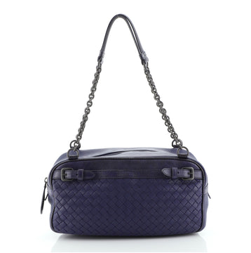 Bottega Veneta Belted Zip Chain Shoulder Bag Intrecciato Nappa with Snakeskin