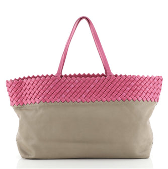 Bottega Veneta Open Tote Leather with Intrecciato Detail Large